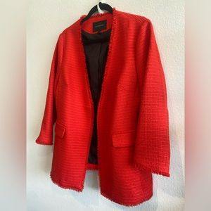 New Without Tags Banana Republic Tweed Fringed Red Blazer